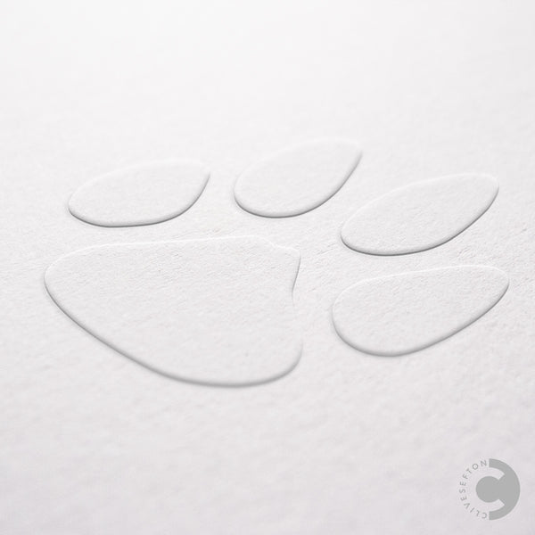 Hand embossed card - paw print