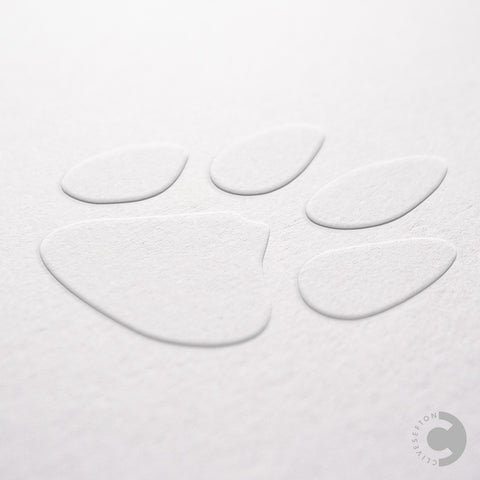 Hand embossed card - paw print